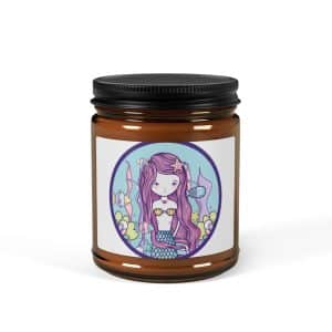 Cute Mermaid Scented Soy Candle (Multi-Size, Amber Jar)