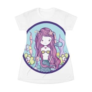 Cute Mermaid T-Shirt Dress (AOP)