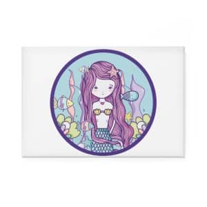 Cute Mermaid Button Magnet, Rectangle (1 & 10 pcs)