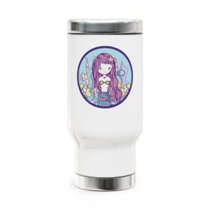 Cute Mermaid Stainless Steel Travel Mug with Handle, 14oz