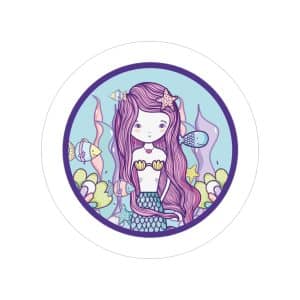 Cute Mermaid Transparent Outdoor Stickers, Round, 1pcs