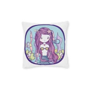 Cute Mermaid Square Pillow - Pink Back