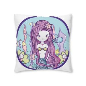 Cute Mermaid Tufted Floor Pillow, Square