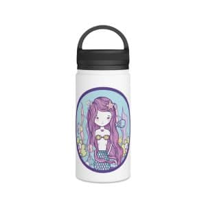 Cute Mermaid Stainless Steel Water Bottle, Handle Lid