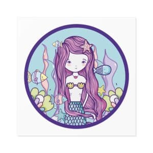 Cute Mermaid Laminate Stickers, Square