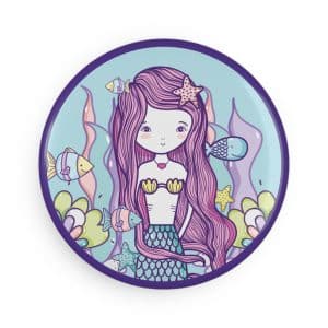 Cute Mermaid Button Magnet, Round (1 & 10 pcs)