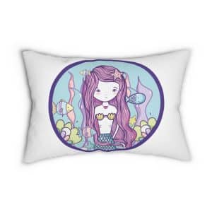 Cute Mermaid Spun Polyester Lumbar Pillow