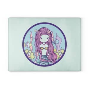 Cute Mermaid Glass Cutting Board