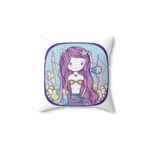 Cute Mermaid Spun Polyester Square Pillow