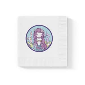 Cute Mermaid White Coined Napkins