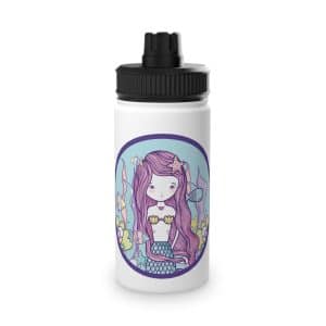 Cute Mermaid Stainless Steel Water Bottle, Sports Lid