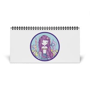 Cute Mermaid Simplex Desk Calendar (2025 grid)