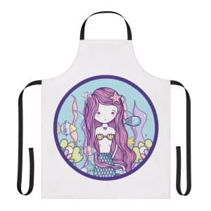 Cute Mermaid Apron, 5-Color Straps (AOP)